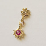 Starry Swing Ruby + Champagne Diamond Earrings