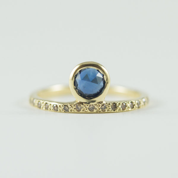 Umi Sapphire + Champagne Diamond Ring