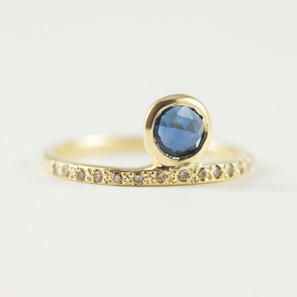 Umi Sapphire + Champagne Diamond Ring