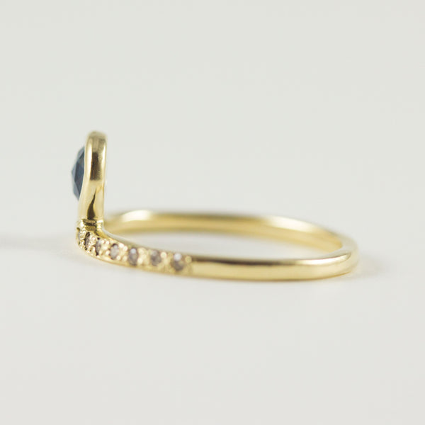 Umi Sapphire + Champagne Diamond Ring