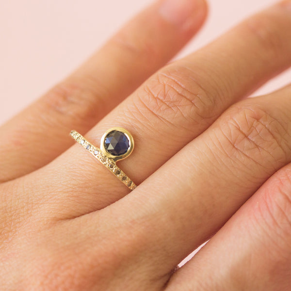 Umi Sapphire + Champagne Diamond Ring