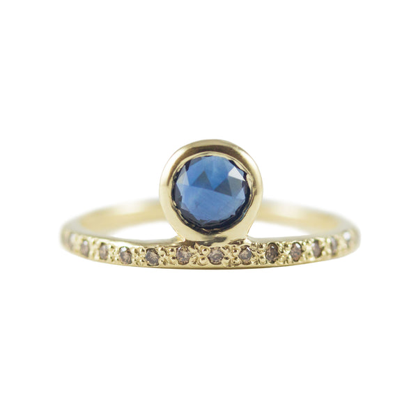 Umi Sapphire + Champagne Diamond Ring