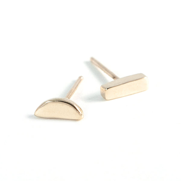 Tiny Mismatched Earrings in 14K Yellow Gold