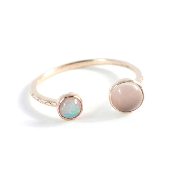 Opal + Moonstone Double Ring
