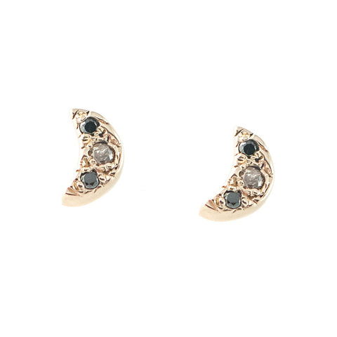 Crescent Mixed Diamond Earrings