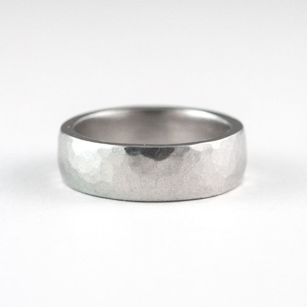 Classic Satin + Hammered Wedding Rings