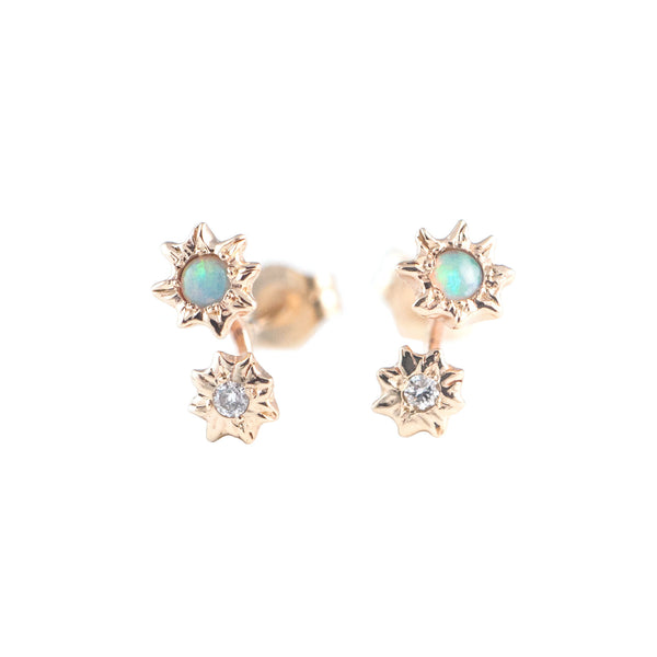 Starry Opal + Diamond Earrings