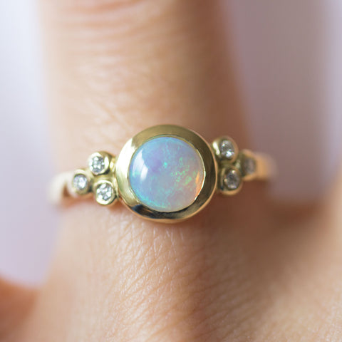 Custom Opal + Diamond Ring