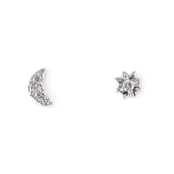 Crescent Star Diamond Earrings