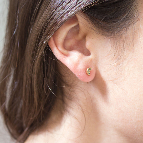 Crescent Mixed Diamond Earrings