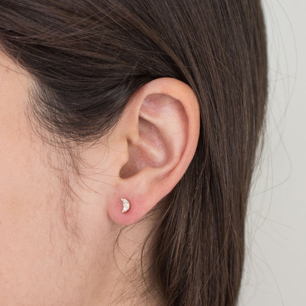 Crescent Star Diamond Earrings