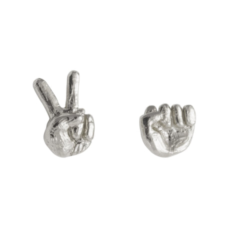 Rock and Scissors Earrings in Sterling Silver