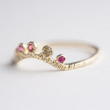 Arco Sapphire + Ruby Ring in 14K Yellow Gold - Size 5.25