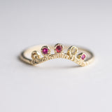 Arco Sapphire + Ruby Ring in 14K Yellow Gold - Size 5.25