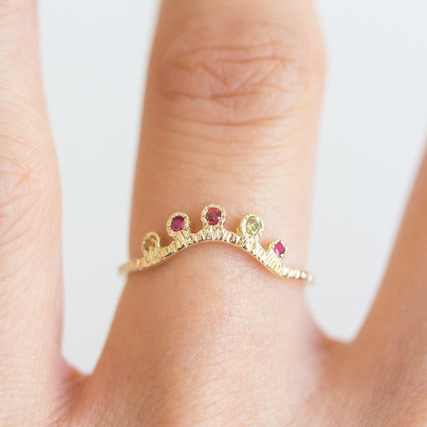 Arco Sapphire + Ruby Ring