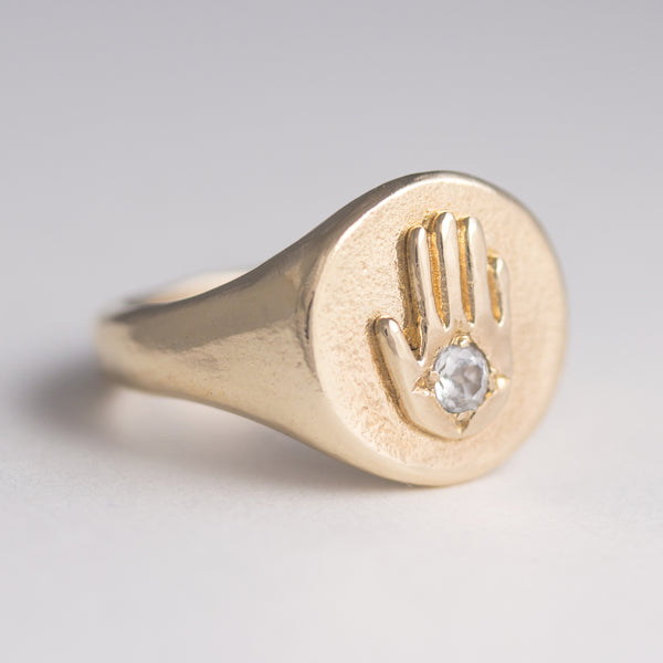 Hand Power Ring in Golden Brass