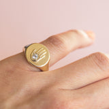 Hand Power Ring in Golden Brass