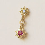 Starry Swing Ruby + Champagne Diamond Earrings
