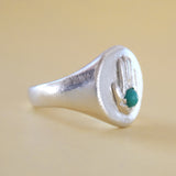 Hand Power Ring in Sterling Silver and Turquoise
