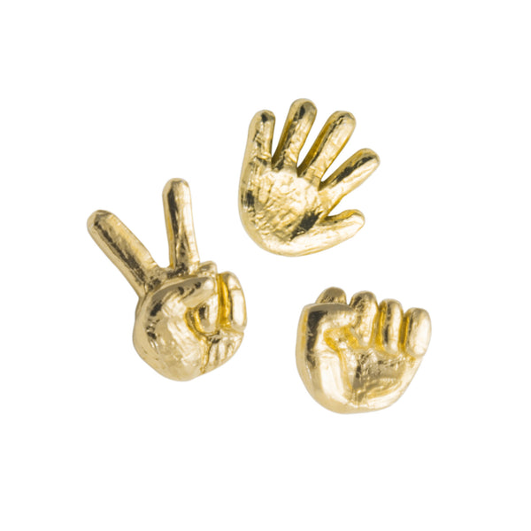 Rock Paper Scissors Earring Trio in 14K Gold Plate