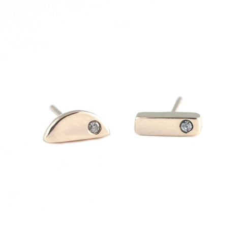 Tiny Mismatched Diamond Earrings