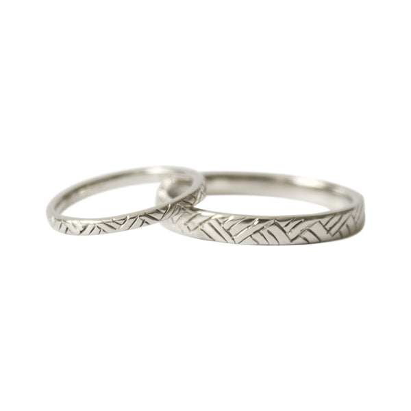 Custom Textured Wedding Ring Set