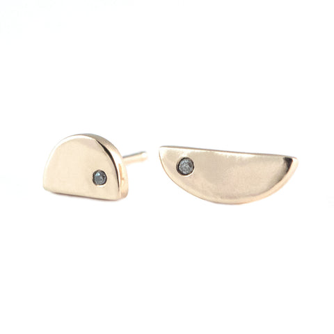 Media Luna Earrings - White-Gray Diamonds