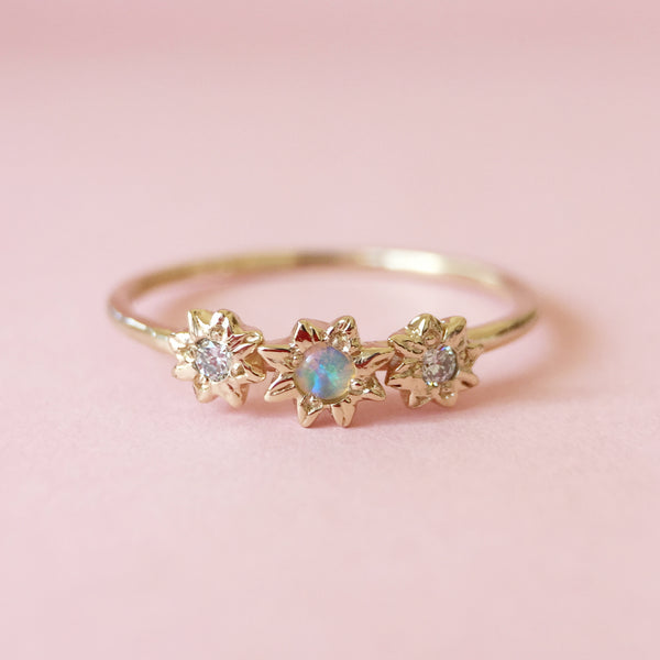 Starry Opal + Diamond Ring