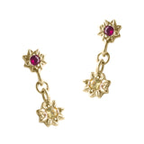 Starry Swing Ruby + Sapphire Earrings